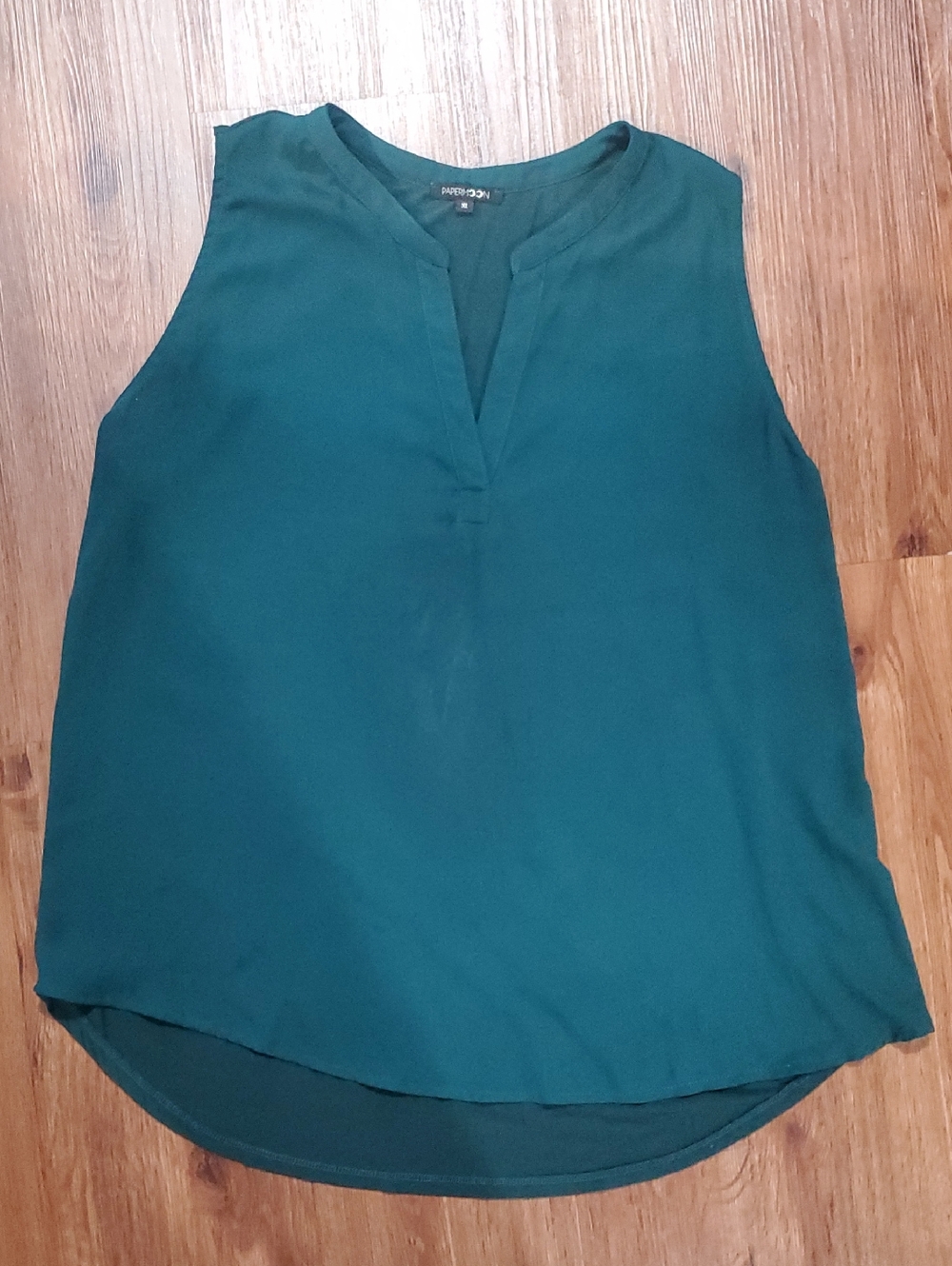 LAST CHANCE Papermoon Teal Split V-Neck Sleeveless Blouse